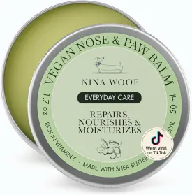 Vegan Dog Paw Balm Dogs & Nose Balm - All-Natural, Rich in Vitamin E Moisturizing Formula with Coconut Oil for Dogs & Shea Butter, Dog Nose Balm, Non-Toxic, Safe to Lick Paw Soother for Dogs