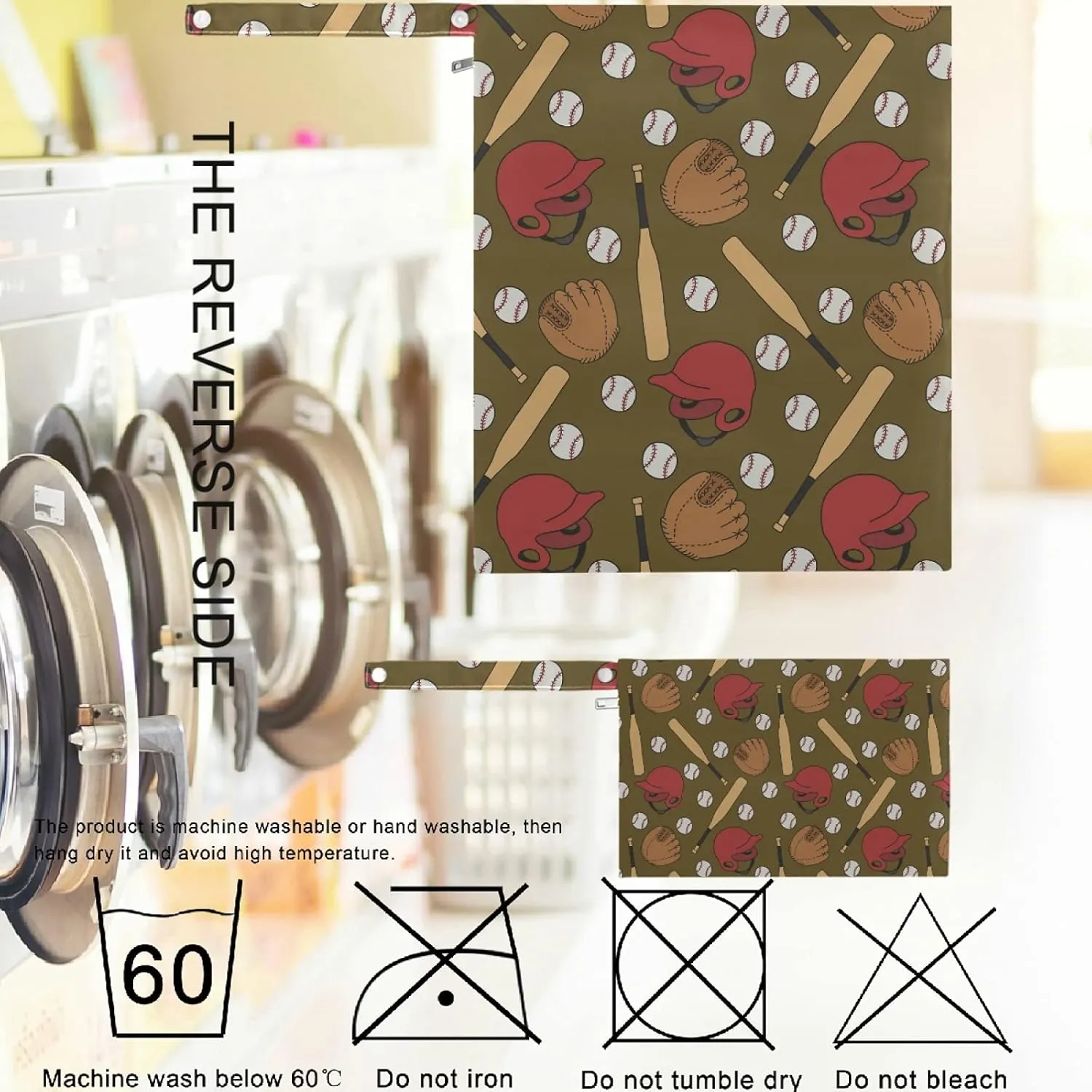 visesunny Baseball Doodle Pattern 2Pcs Wet Bag with Zippered Pockets Washable Reusable Roomy for Travel,Beach,Pool,Daycare,Stroller,Diapers,Dirty Gym Clothes, Wet Swimsuits, Toiletries