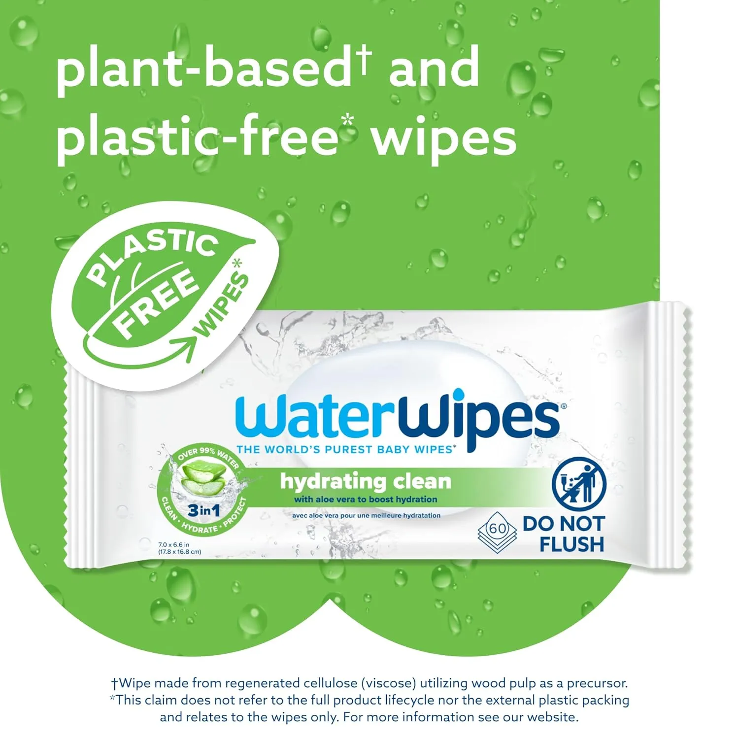 WaterWipes Hydrating Clean Baby Wipes, 99% Water-Based Formula with Aloe Vera to Hydrate & Clean Skin, Unscented & Hypoallergenic, 360 Count (6 Packs)