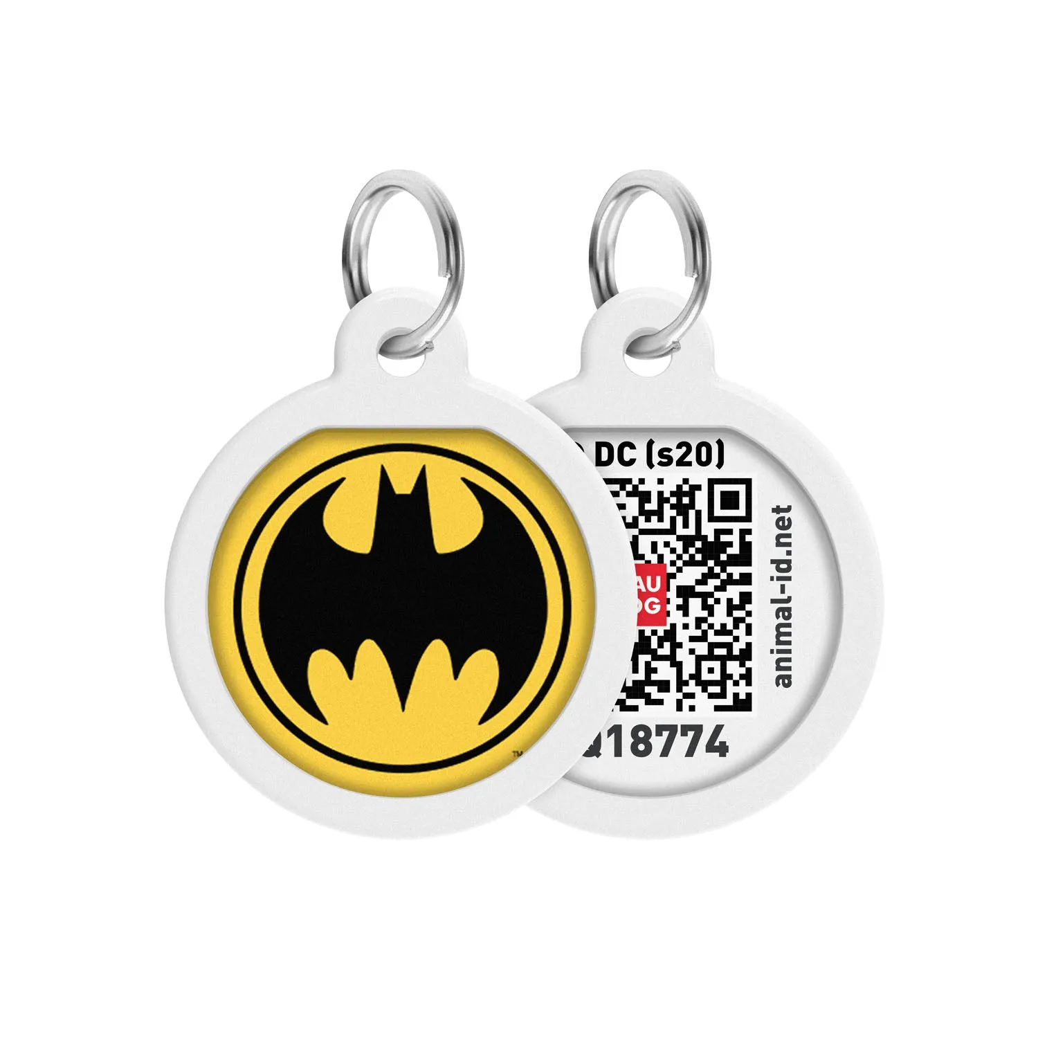 WAUDOG Smart ID metal pet tag with QR-passport, "Batman logo" -0625-1006