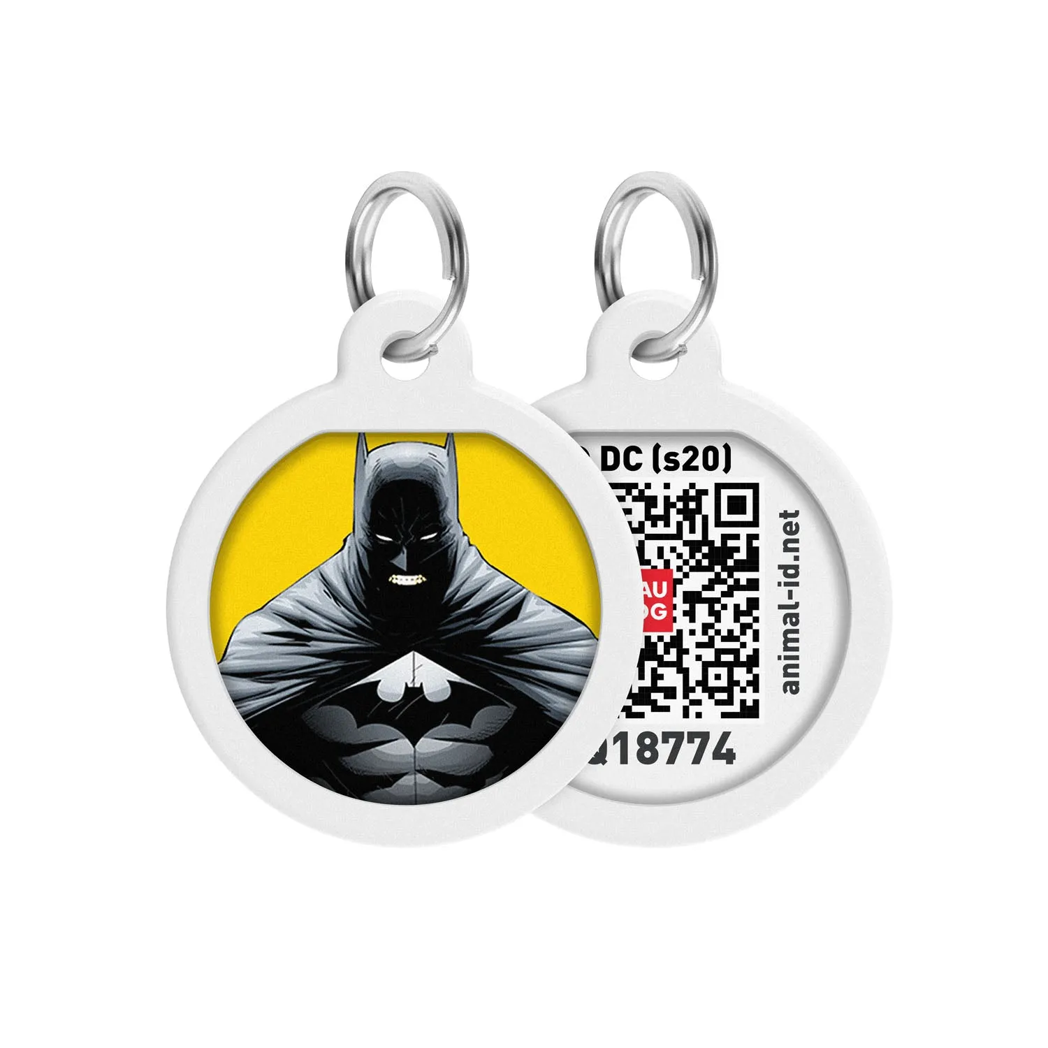 WAUDOG Smart ID metal pet tag with QR-passport, "Batman yellow"  -0625-1003