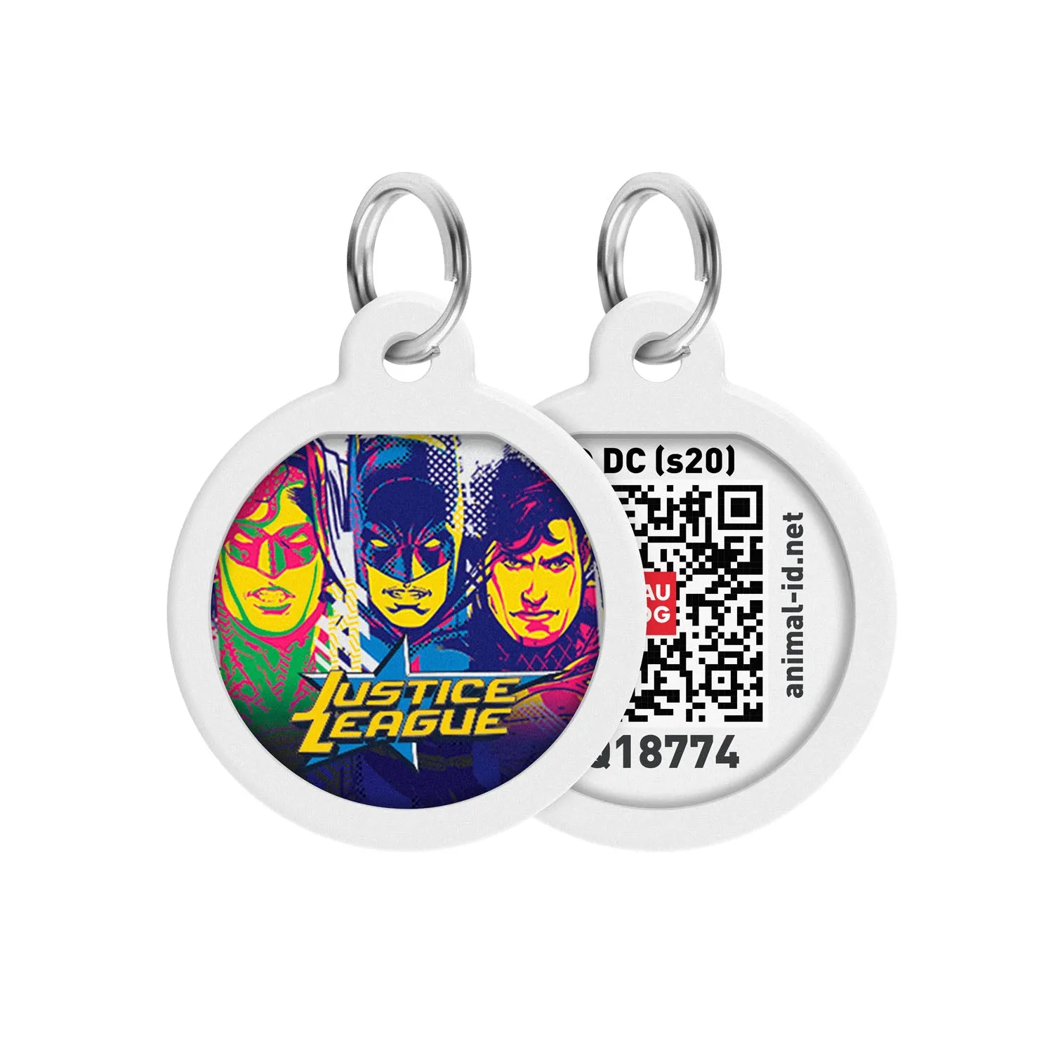WAUDOG Smart ID metal pet tag with QR-passport, "Justice League"  -0625-1015