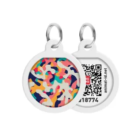 WAUDOG Smart ID metal pet tag with QR-passport, "Multicolored camo" -0625-0206