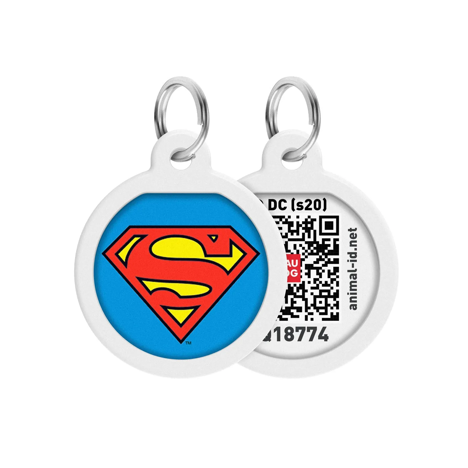 WAUDOG Smart ID metal pet tag with QR-passport, "Superman is hero"  -0625-1009