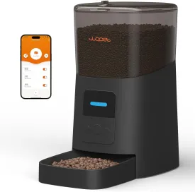 WOPET 6L Automatic Cat Feeder, WiFi Dog Feeder with APP Control for Remote Feeding, Automatic Cat Food Dispenser with Low Food Sensor and Voice Recorder, Up to 15 Meals Per Day