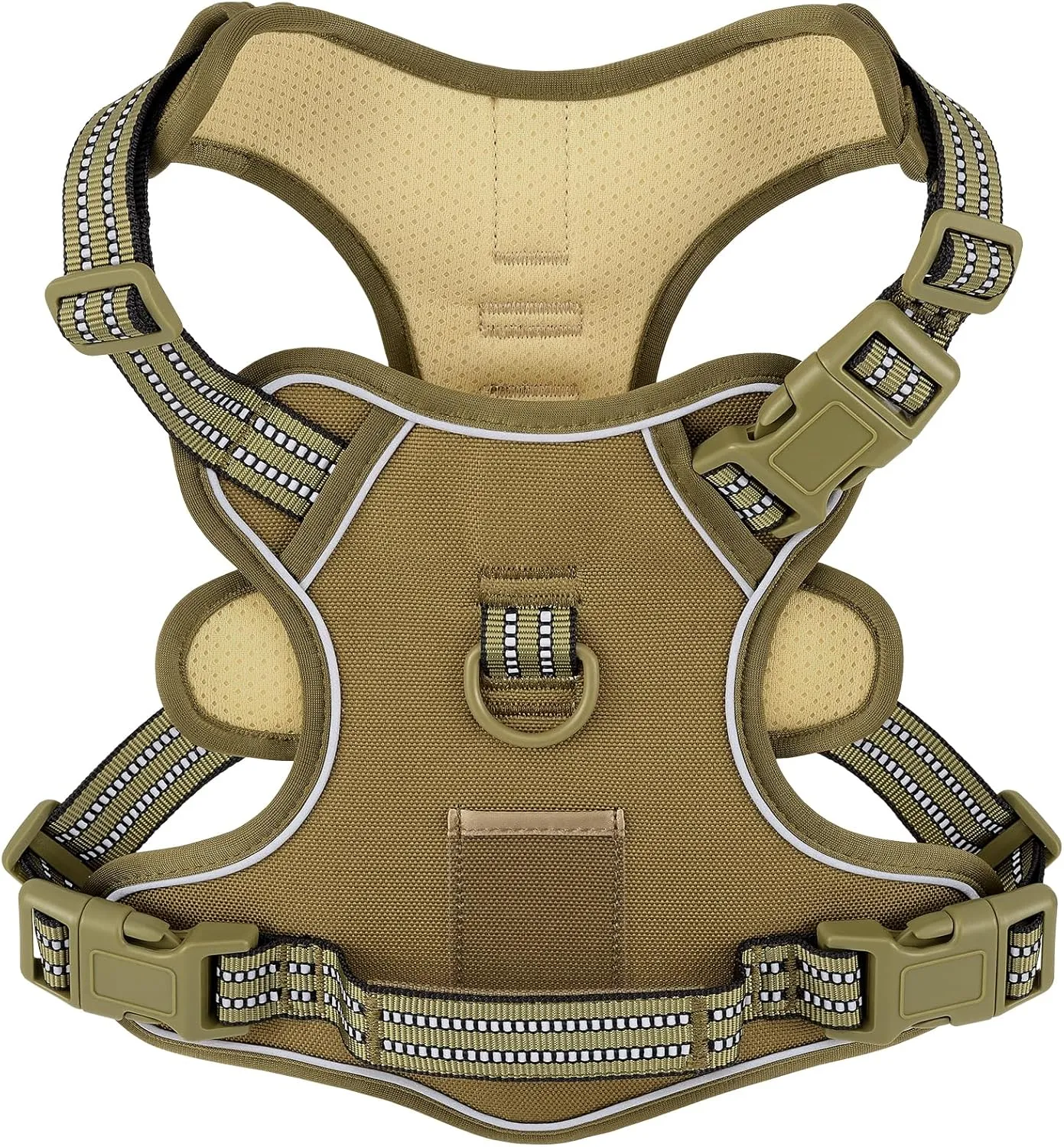 XSmall No Pull Dog Harness, Adjustable Dog Vest for Easy Walking, Breathable Oxford Material, Reflective Pet Vest Harness with Metal Front Clip Control, Terriers, Havanese, Army Green, XS
