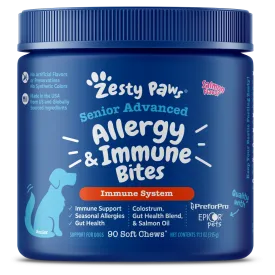 Zesty Paws Dog Senior Advanced Allergy & Immune Bites Immune System Salmon 90soft chews