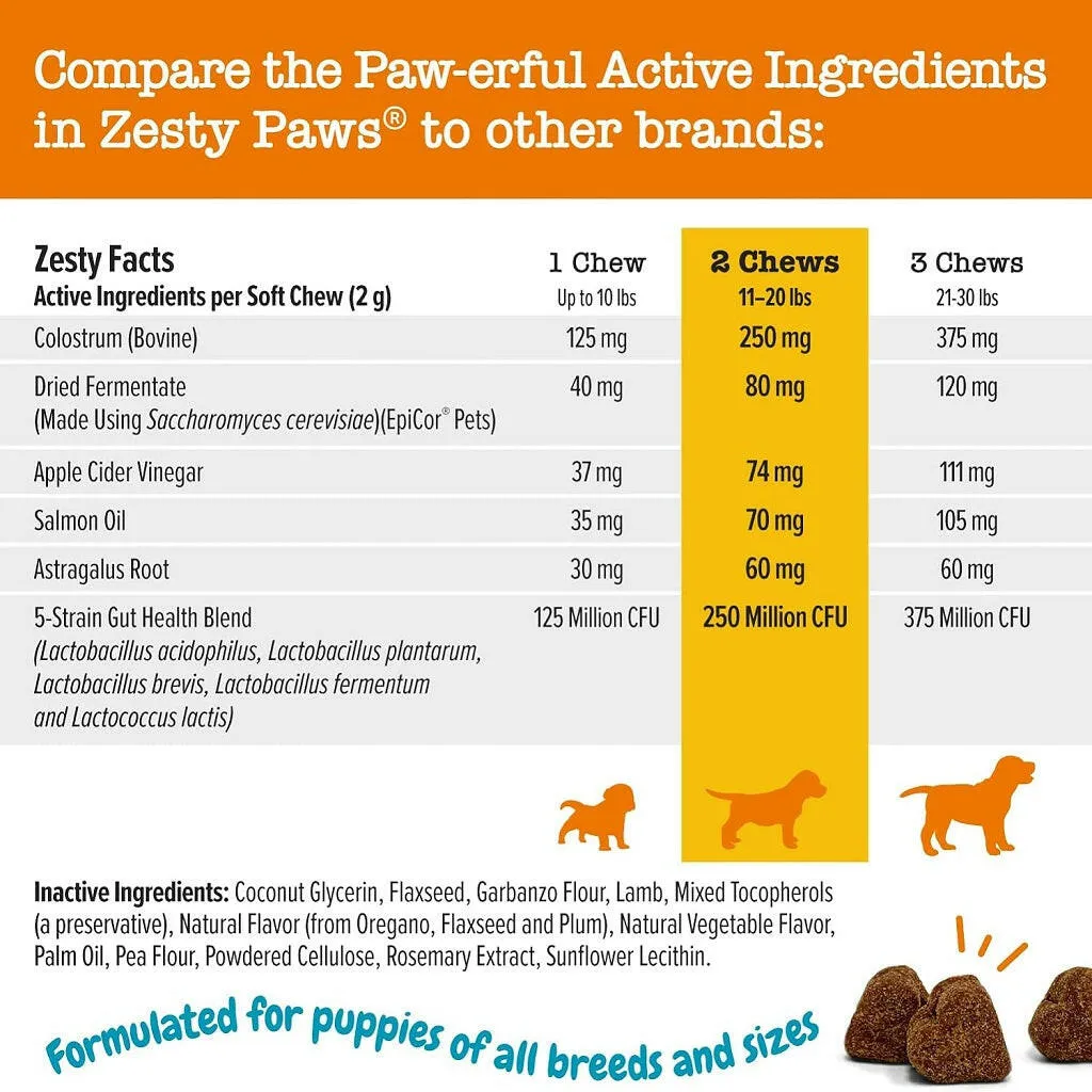 Zesty Paws Puppy Aller-Immune Bites Lamb Flavored Chews for Puppies (90 ct)